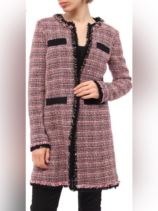 Pinko Jackets & Blazers - Pinko Tweed Old Money Coquette Open Pink Multi Cotton Jacket EUC Size US 10